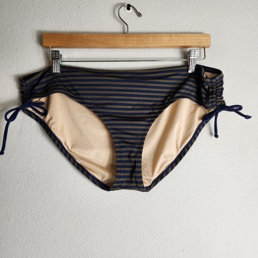 J. Crew Womens Olive/Navy Striped Bikini Swim Bottoms-Size XL
